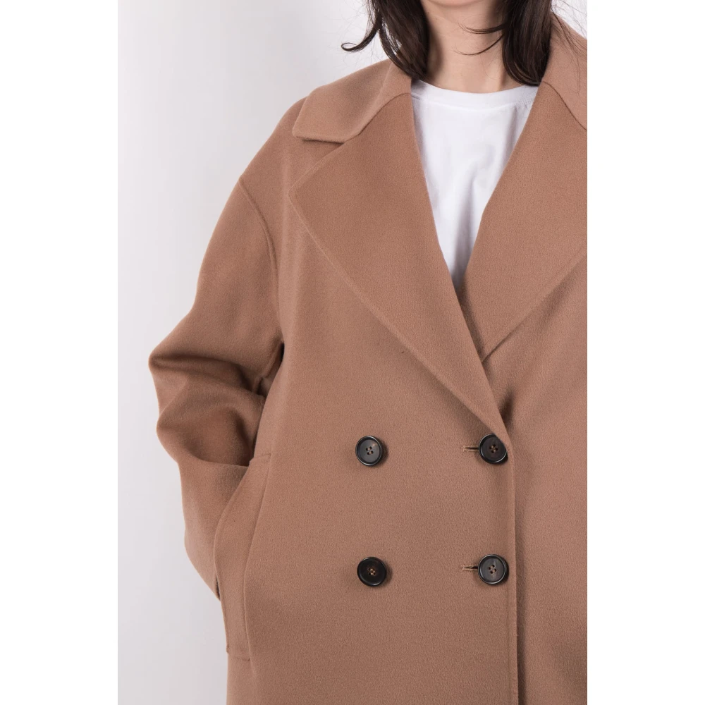 Max Mara Kameel Mantel Stijlvolle Jas Brown Dames
