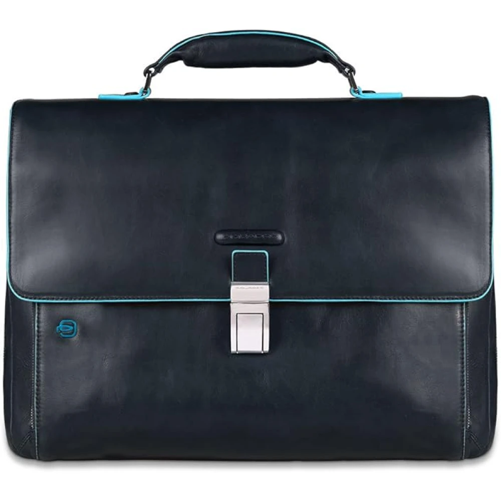 Piquadro Mannelijk Blauw E Square Uitbreidbare Laptoptas