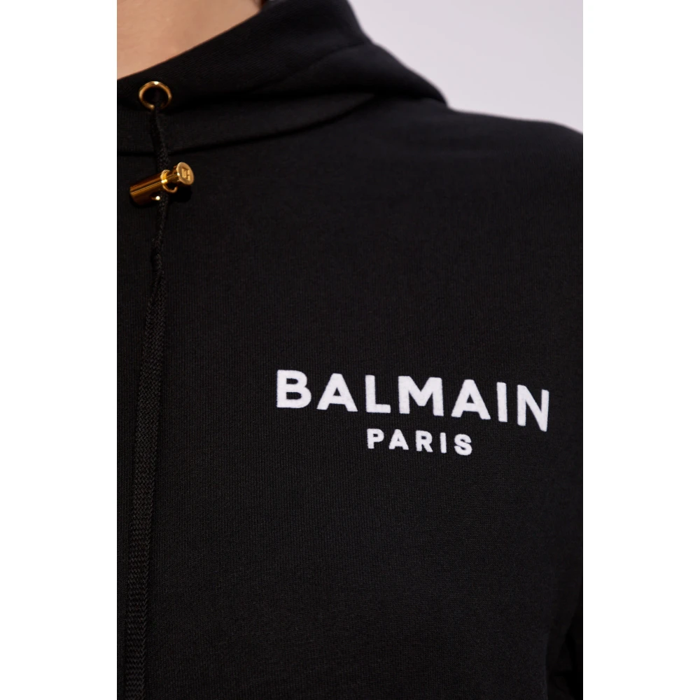 Balmain Korte sweatshirt met logo Black Dames