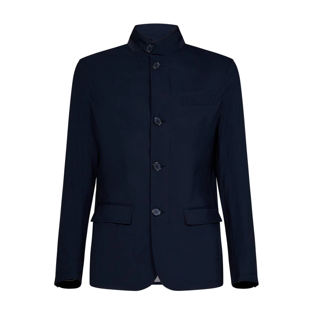 Herno Men's Blue Single-Breasted Blazer, Blazers, 4XL, Jackets