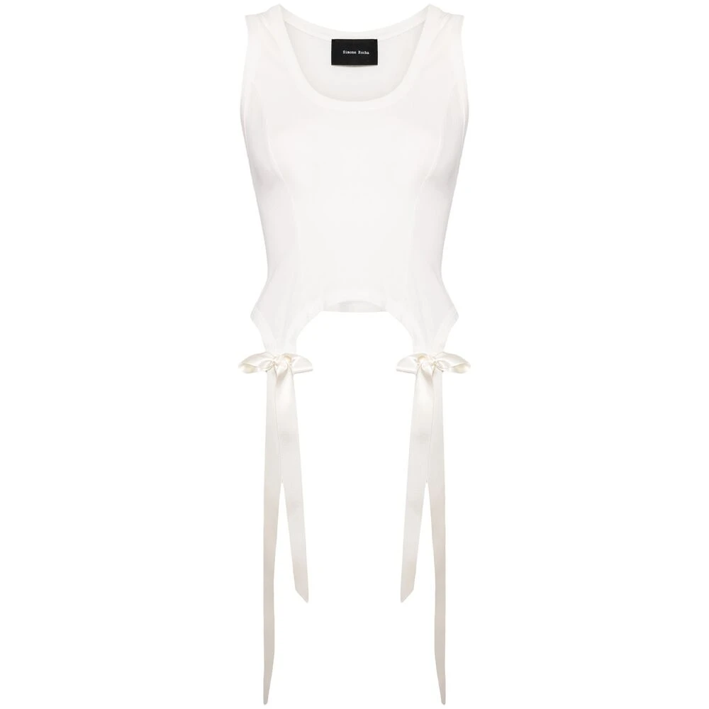 Simone Rocha Witte Mouwloze Top met Strik White Dames