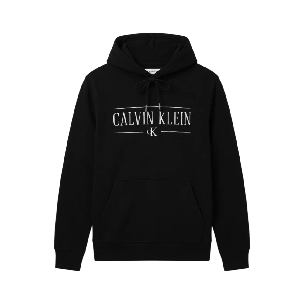 Calvin Klein Jeans Uomo Nero Uomini, Felpa + Maglione, Ls 350Fleece Eu Varsity Serif Ho, (S) - Immagine 3
