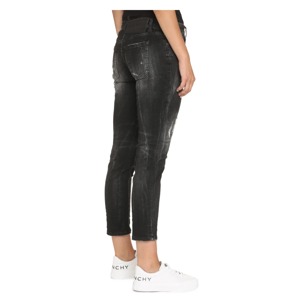 Dsquared2 Distressed Twiggy Stretch Cropped Jeans Gray Dames