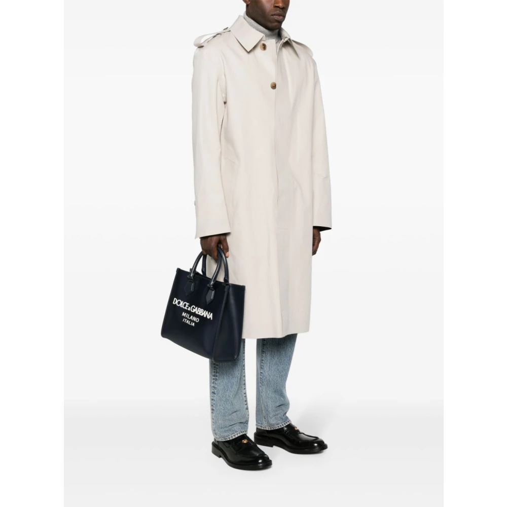 Dolce & Gabbana Blauwe Canvas Leren Schoudertas Blue Heren