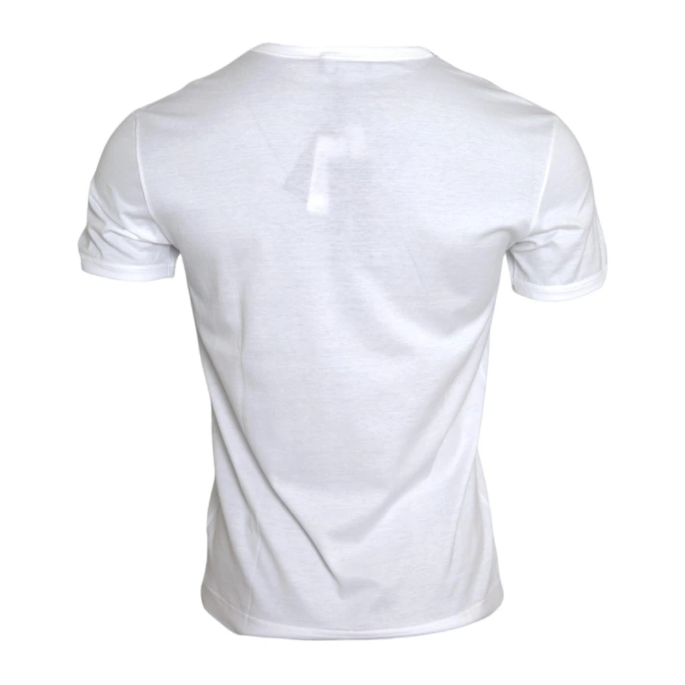 Dolce & Gabbana Wit Logo Geborduurd Katoenen T-Shirt White Heren