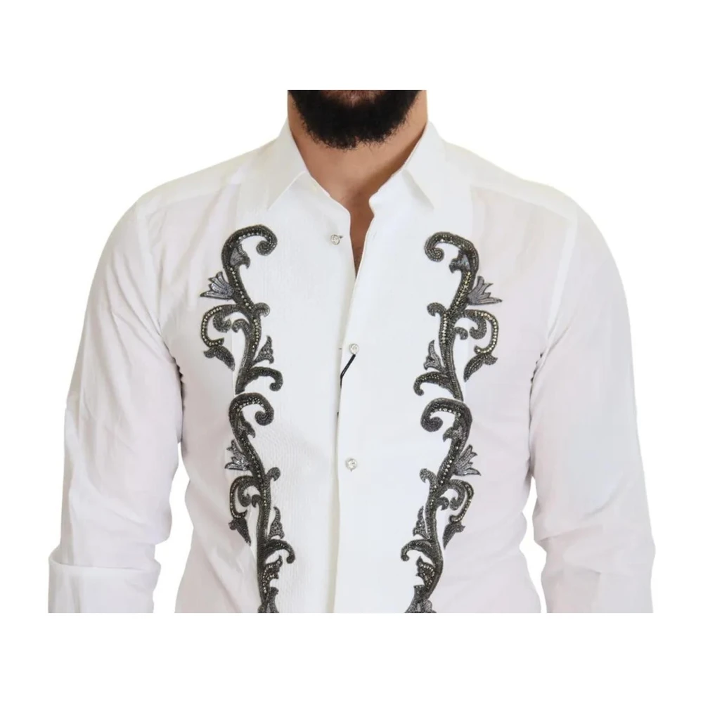 Dolce & Gabbana Witte Katoenen Overhemd White Heren
