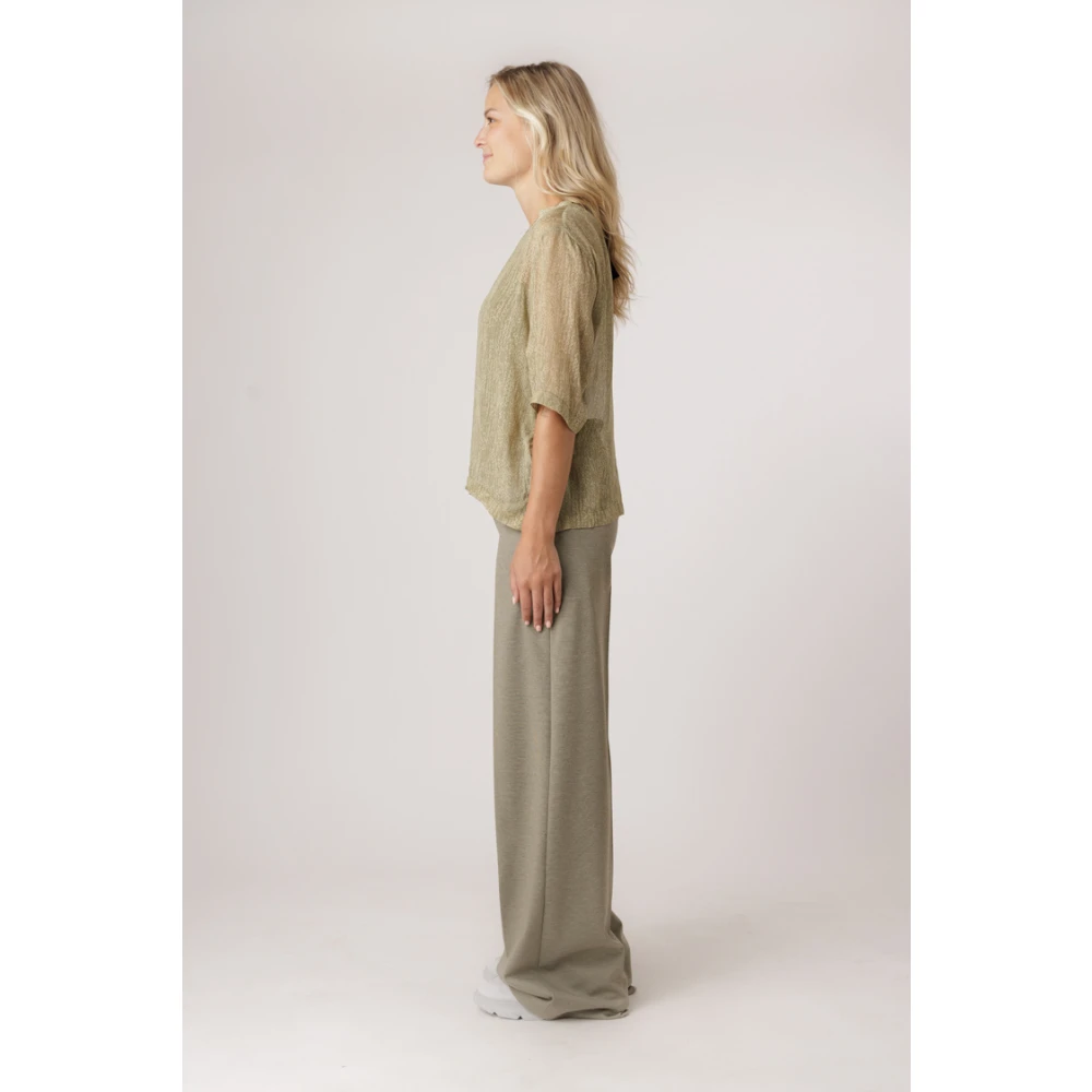 drykorn Doorschijnende Bedrukte Shirt met Ronde Hals Green Dames