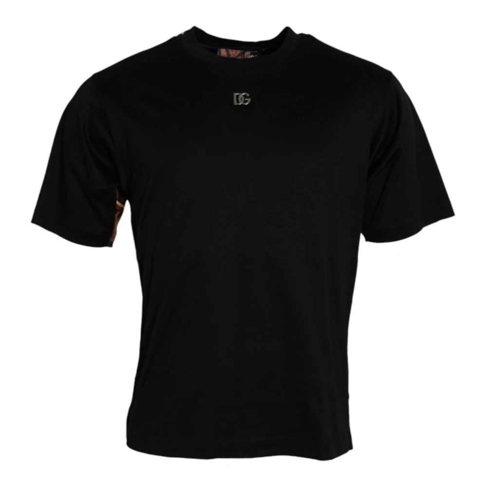 Dolce & Gabbana Men's Black Multicolor Tiger Print Short Sleeve T-Shirt 2XS