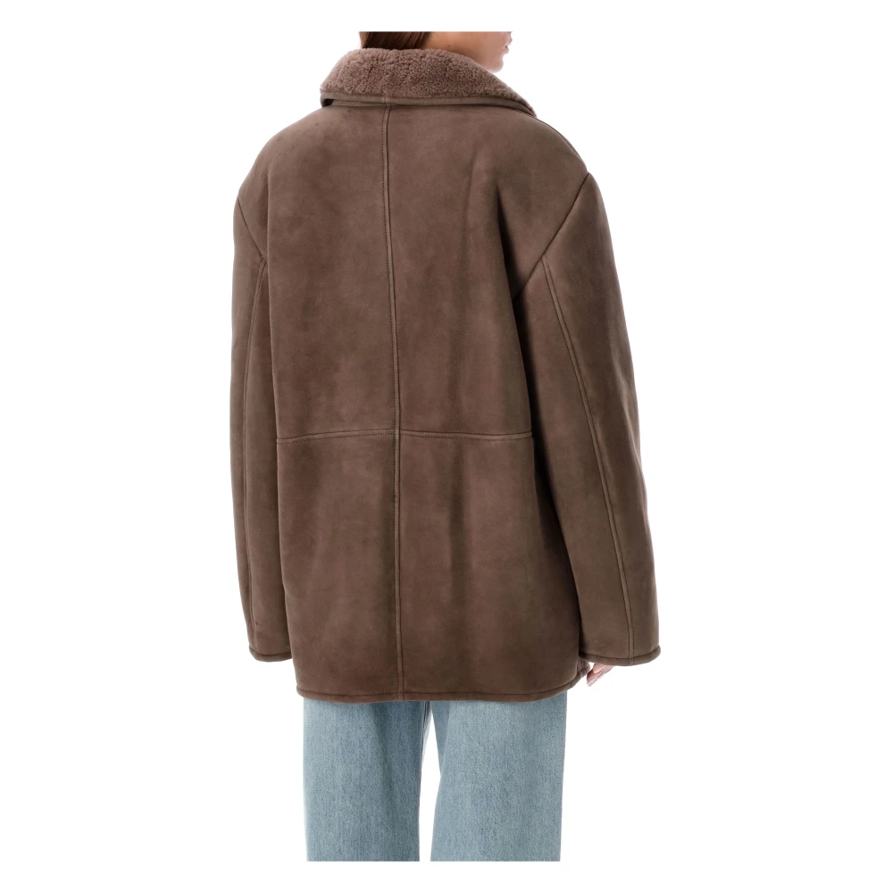 Loulou Studio Shearling Jas Taupe Aw24 Brown Dames