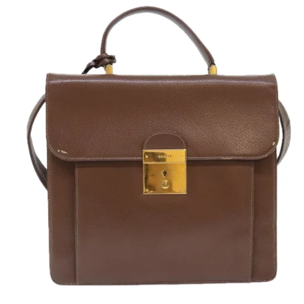Gucci Vintage Pre-owned Leather handbags Brown Dames