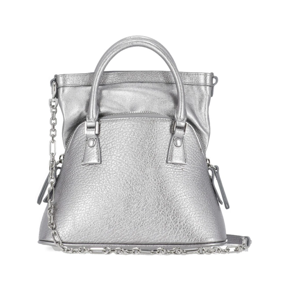 Maison Margiela Zilveren Schoudertas van Pebble Leer Gray Dames