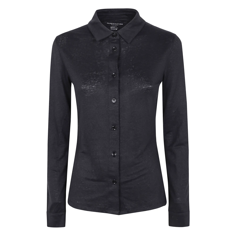 Majestic filatures Casual Katoenen Overhemd voor Mannen Black Dames
