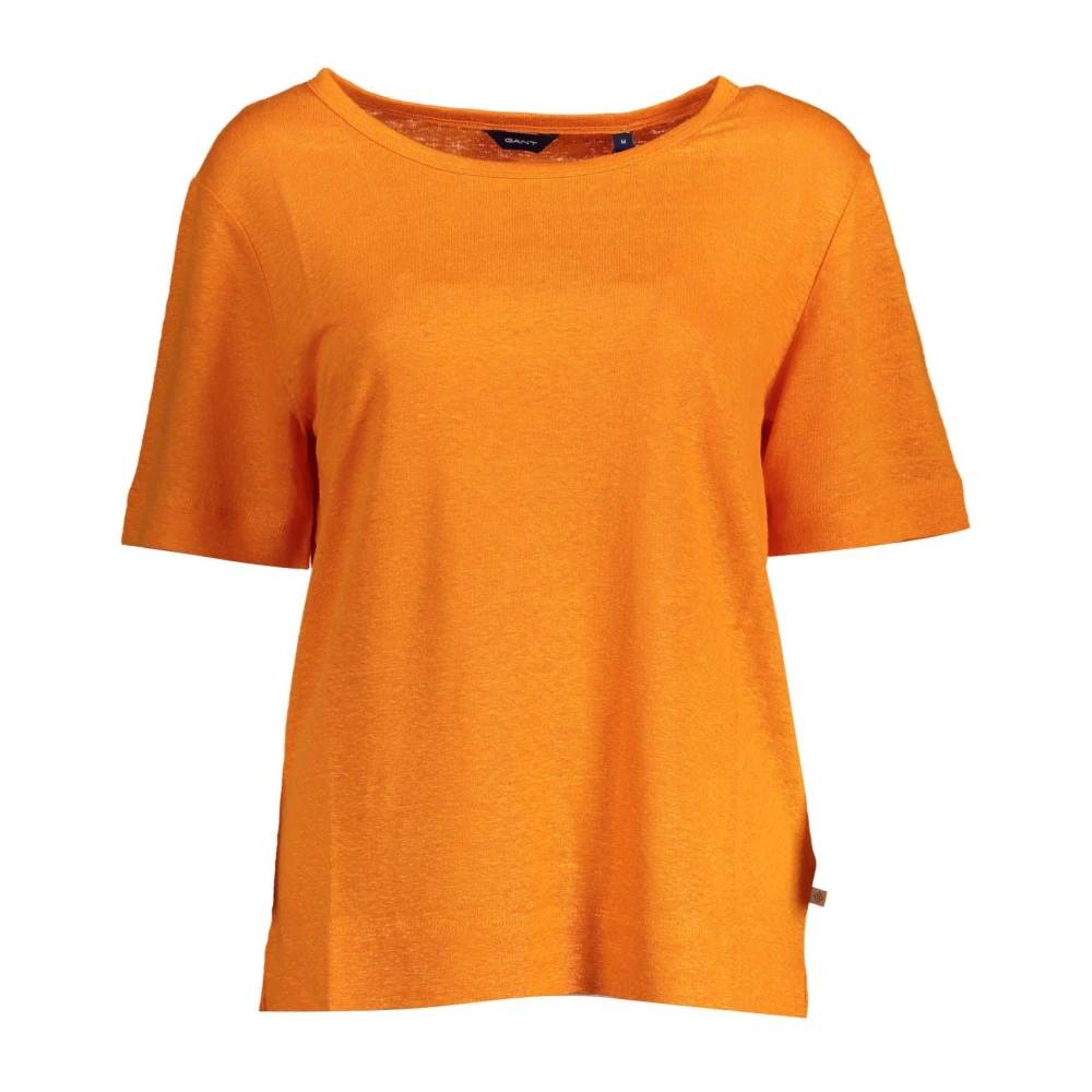 Gant Elegant Linen T-Shirt With Wide Neckline - Female - T-Shirts - Orange - S - Tops - Image 3