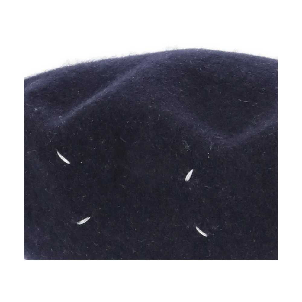 Maison Margiela Blauwe Wol Basque Hoed Four Stitches Blue Dames