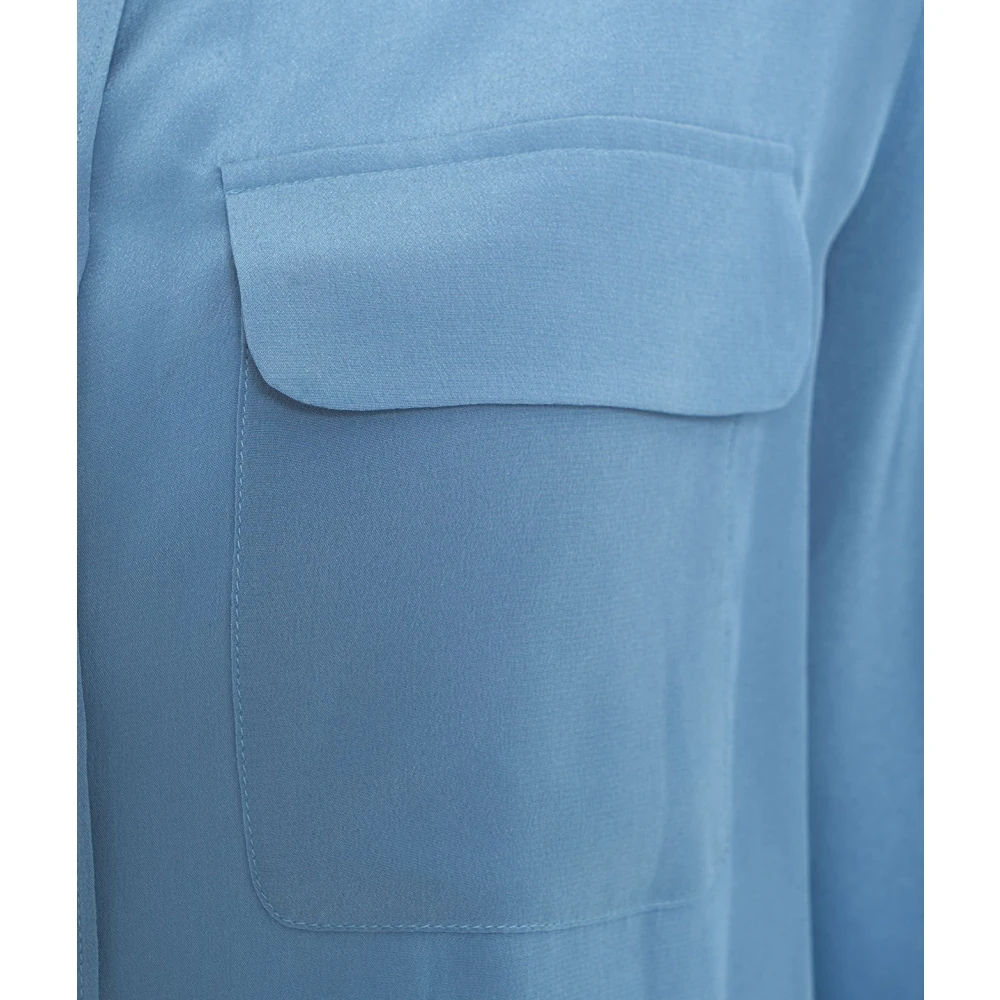 Himon's Blauwe Zijden Blouse Elegante Stijl Blue Dames