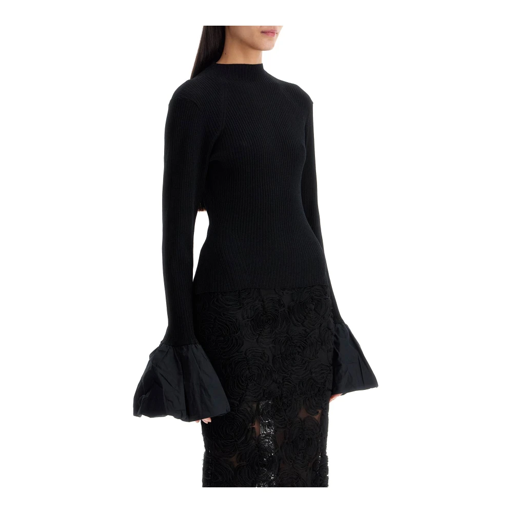 Rotate Birger Christensen Elegante Viscose Top met Hoge Hals Black Dames