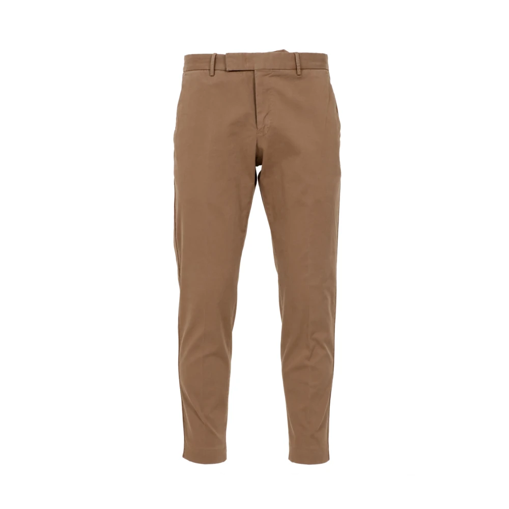 PT Torino Kameel Tailored Broek Katoen Gabardine Brown Heren
