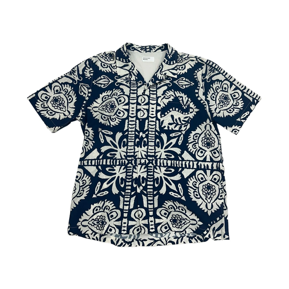 Universal Works Klassieke zomer korte mouw indigo overhemd Blue Heren