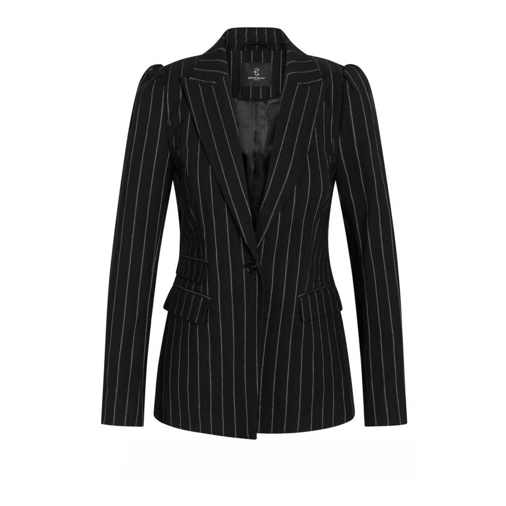 Bruuns Bazaar Zwarte Pinstripe Blazer met Lurex Black Dames