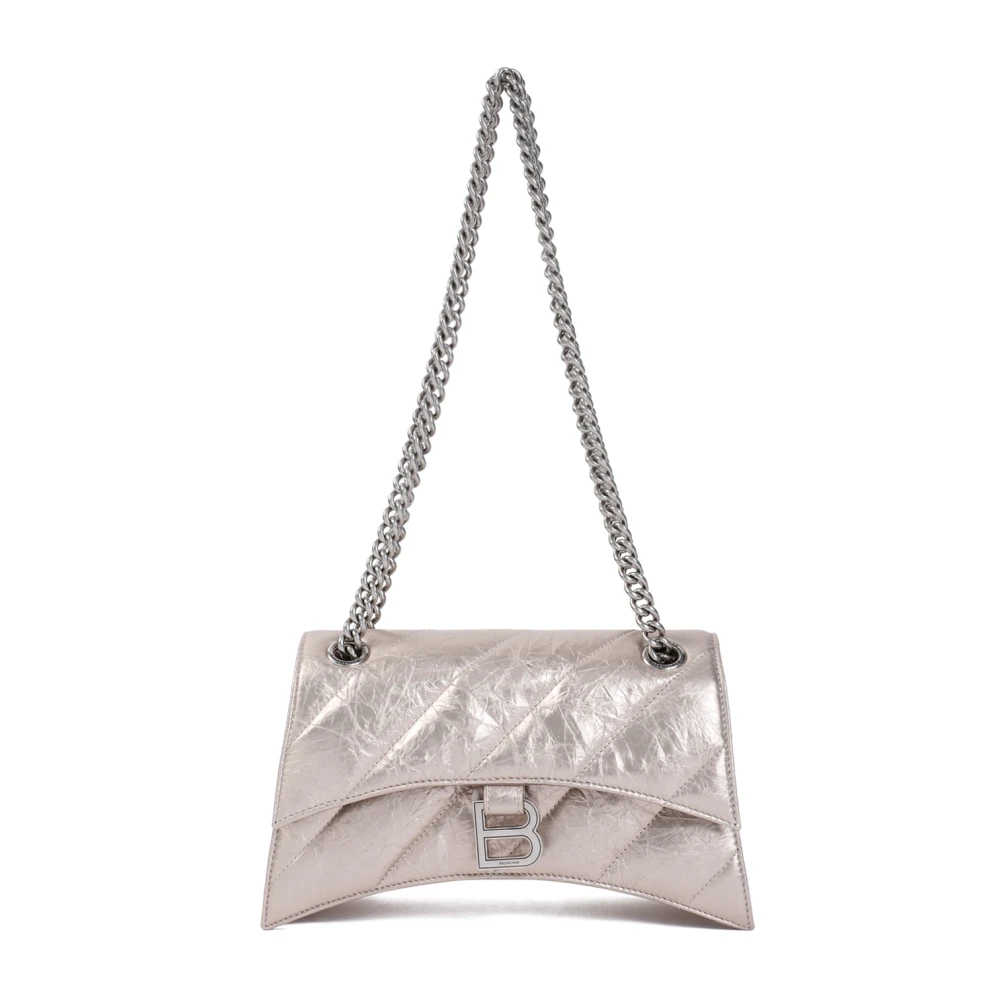 Balenciaga Metallic Chain Stone Beige Handbag Gray Dames