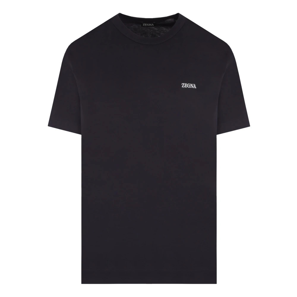 Ermenegildo Zegna Blauw Katoenen Jersey T-shirt met Logo Blue Heren