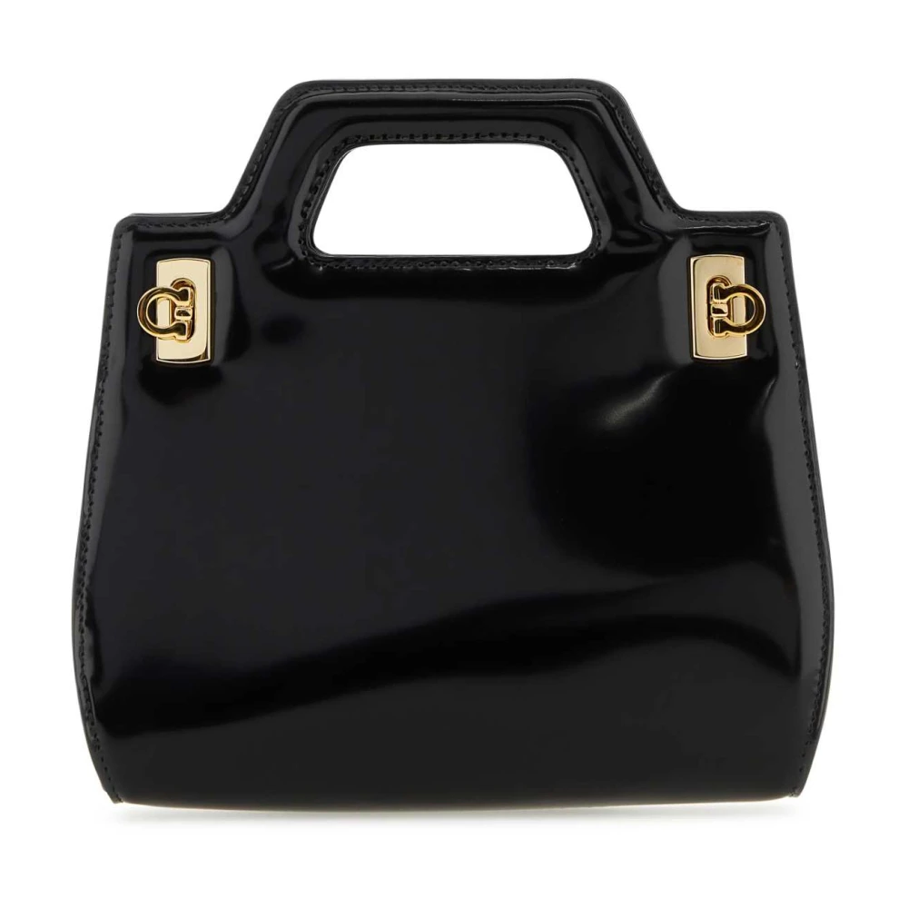 Salvatore Ferragamo Mini Zwarte Leren Handtas Black Dames