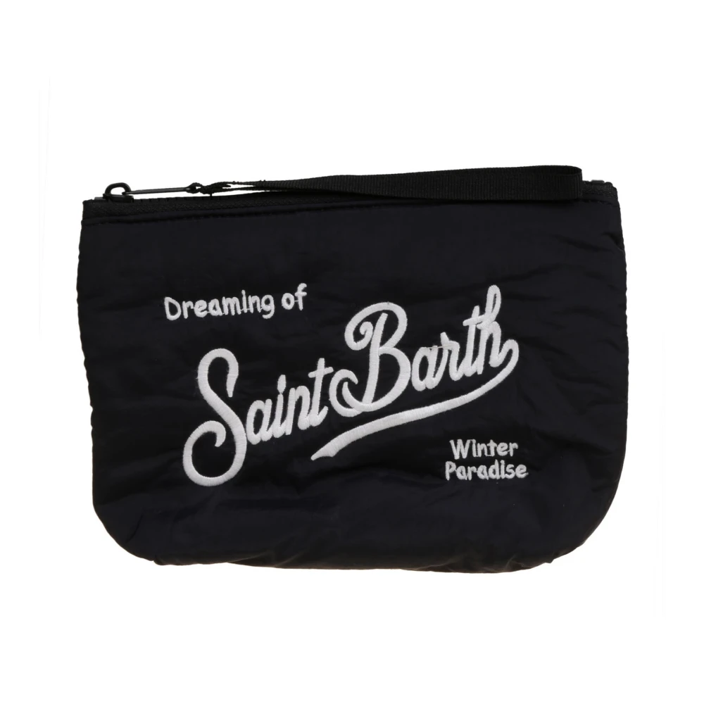 MC2 Saint Barth Geborduurde Logo Grijze Clutch Tas Black Dames