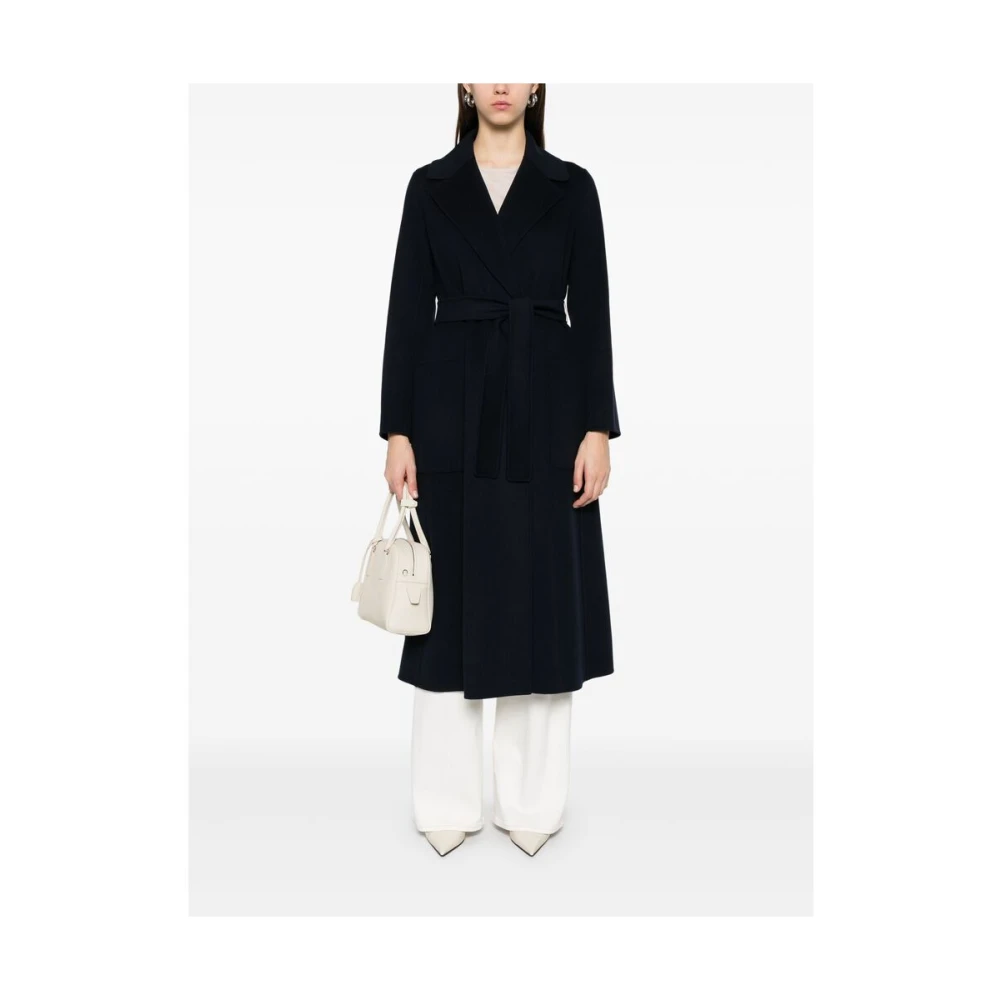 Max Mara Navy Blue Jas met Zelfstriksluiting Blue Dames