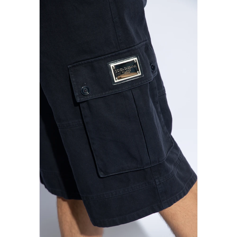 Dolce & Gabbana Shorts met logo Blue Heren