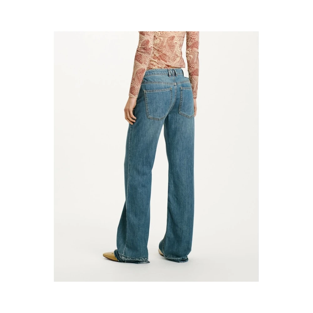 Momoni Stone Washed Denim Lage Taille Flared Jeans Blue Dames