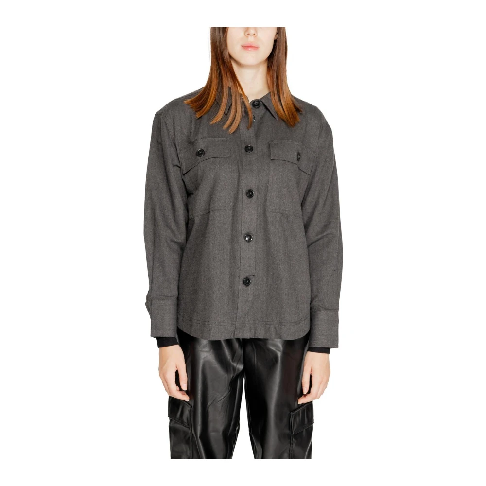 Jacqueline de Yong Zwarte Klassieke Lange Mouw Shirt Black Dames