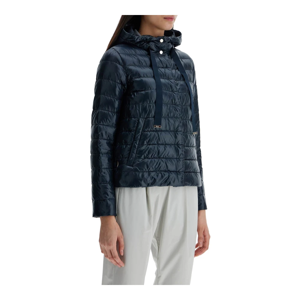 Herno Cropped donsjack met capuchon Blue Dames