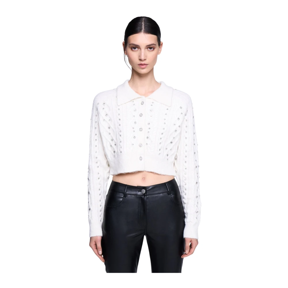 Silvian Heach Cardigan crop met strass White Dames