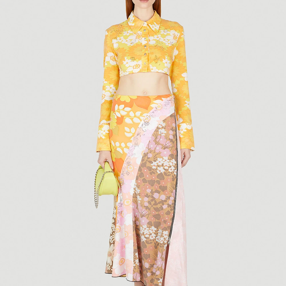 Rave Review Bloemen Cropped Shirt Multicolor Dames
