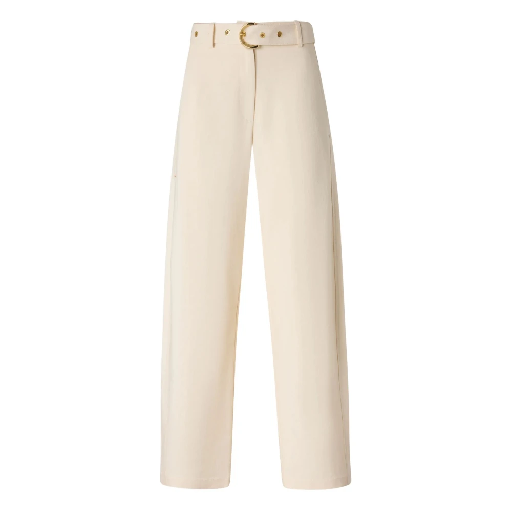 Pinko Women's Beige Wide Trousers With Belt - Wide Trousers - S - Trousers