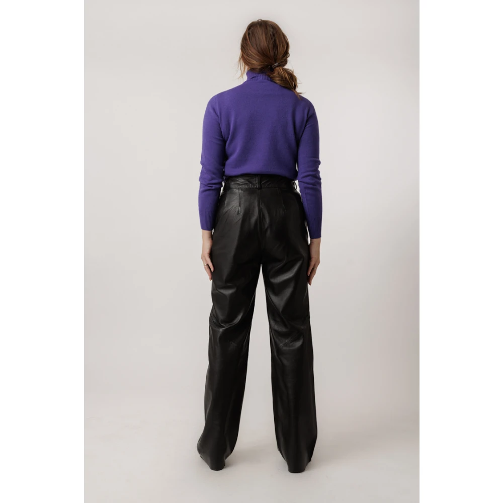Alter Ego Zwarte leren trendsetter broek Black Dames