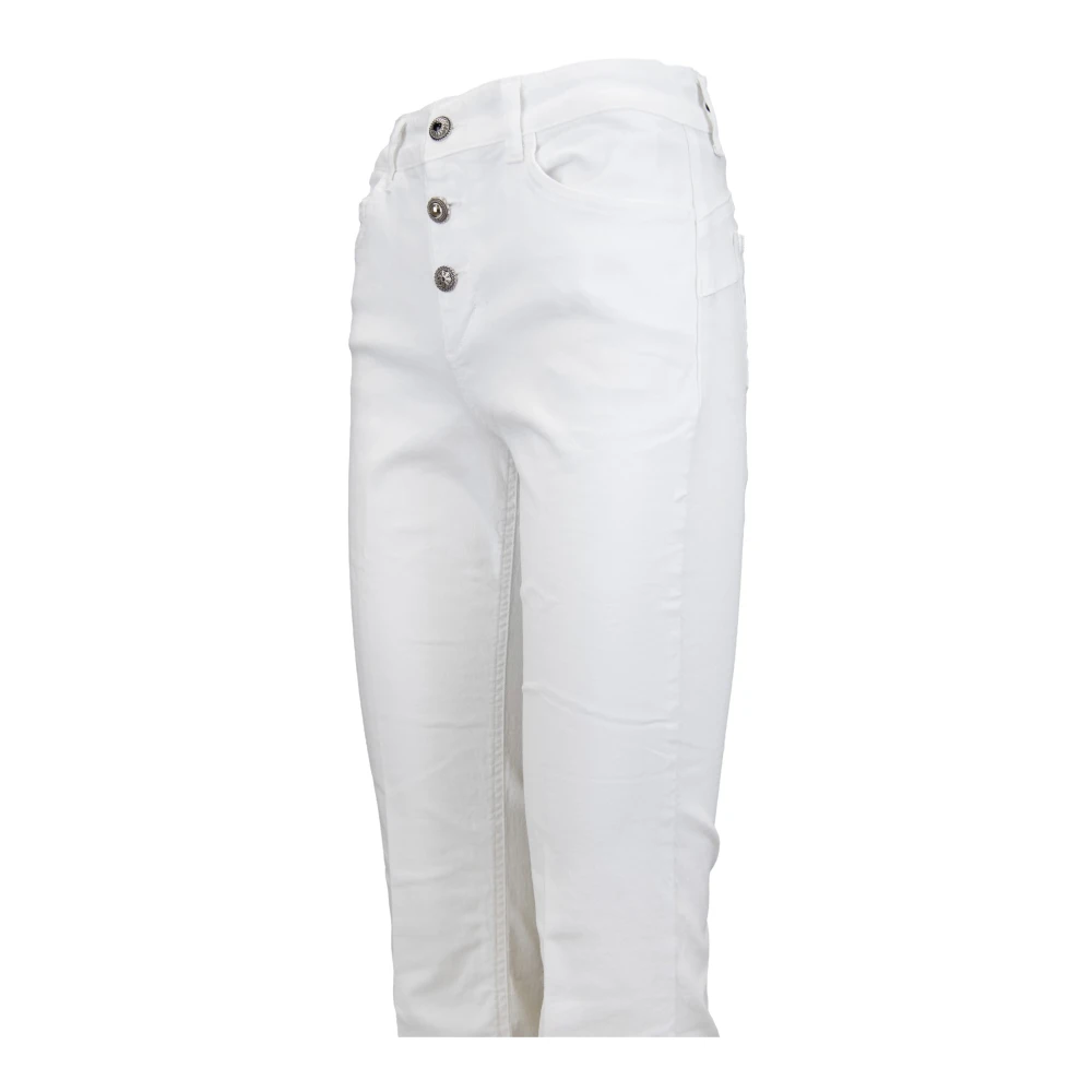 Liu Jo Geknoopte Dames Jeans met Zilveren Detail White Dames