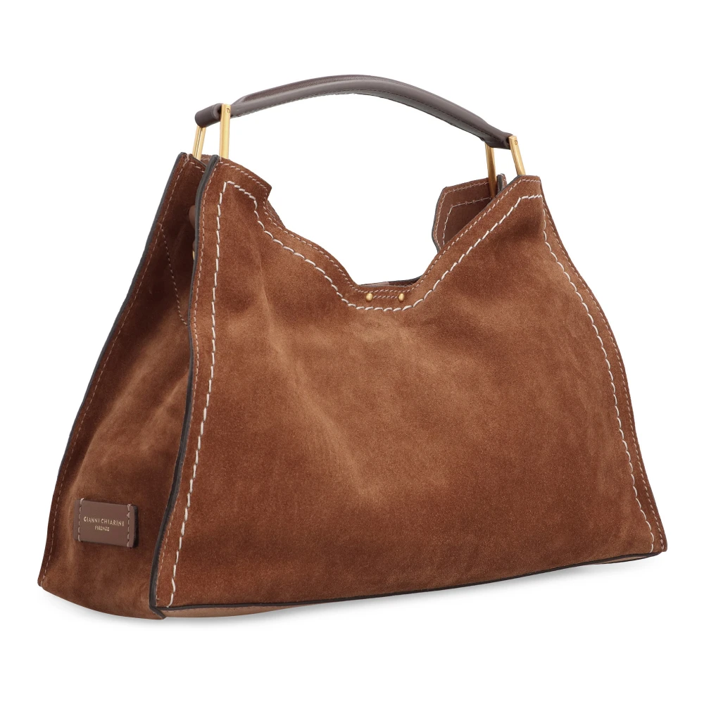 Gianni Chiarini Stijlvolle suède tote tas met leren details Brown Dames