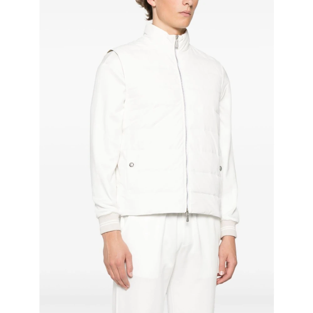 Eleventy Witte Technische Katoenen Mouwloze Jas White Heren