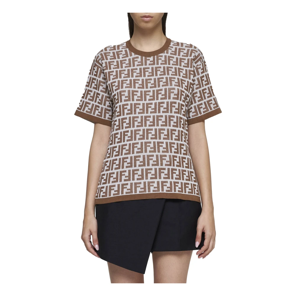 Fendi Stijlvolle T-shirts en Polos Brown Dames