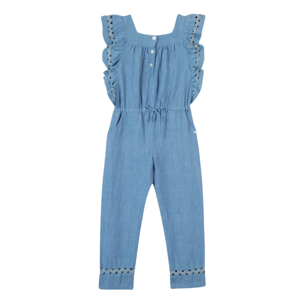 Tartine et Chocolat Rynkad Linne Jumpsuit Blue, Flicka