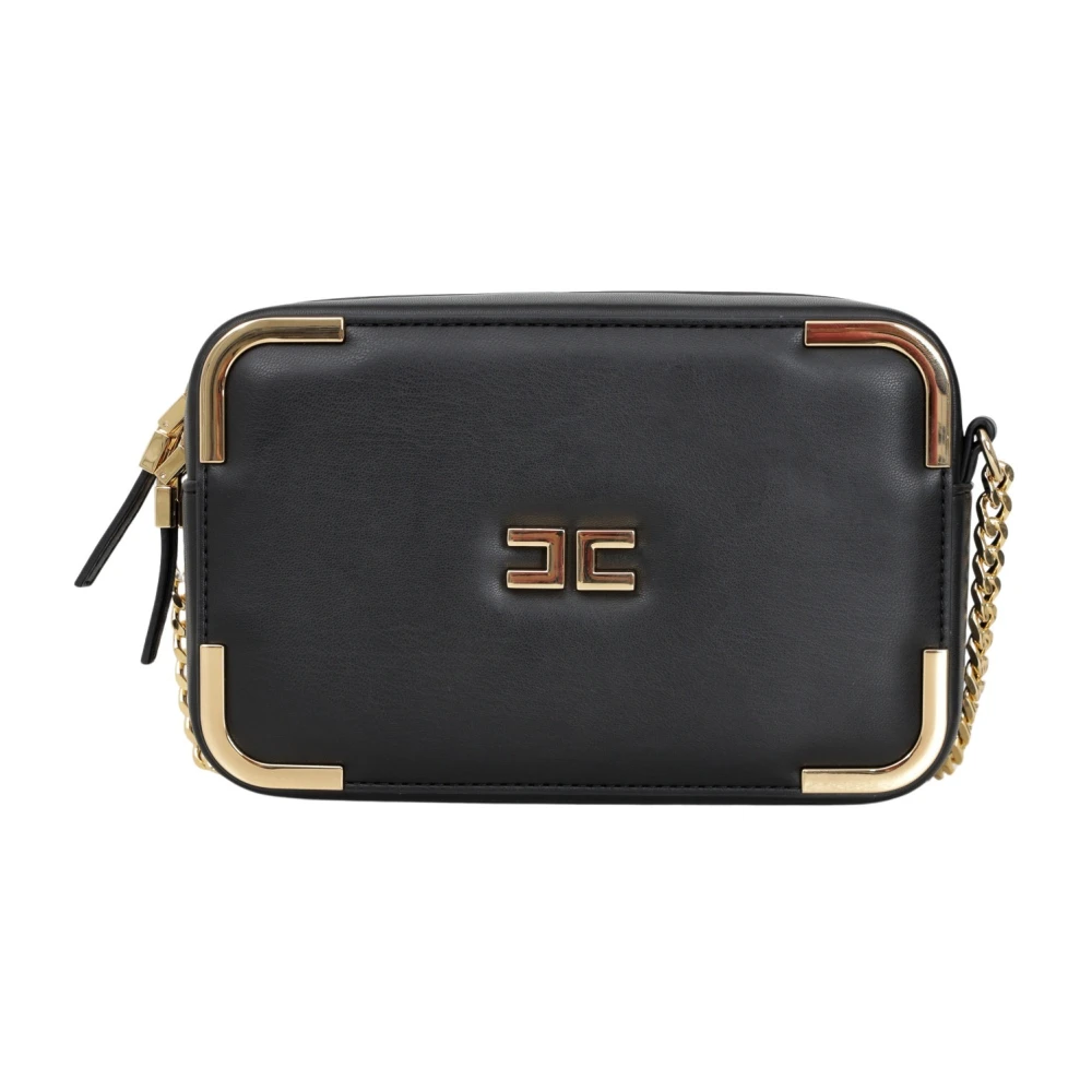 Elisabetta Franchi Zwarte schoudertas met kettingriem Black Dames