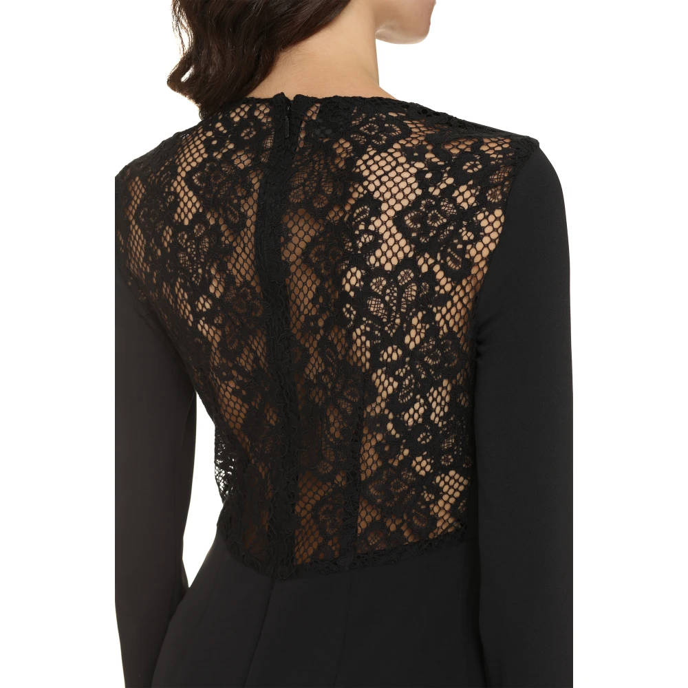 pinko Kanten Detail Crêpe Jurk Black Dames
