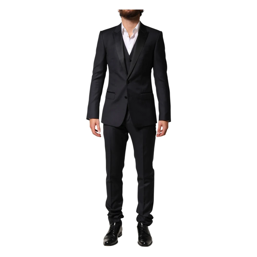 Dolce & Gabbana Men's Black Single Breasted 3 Piece Suit - Single Breasted Suits - Xs - Suits