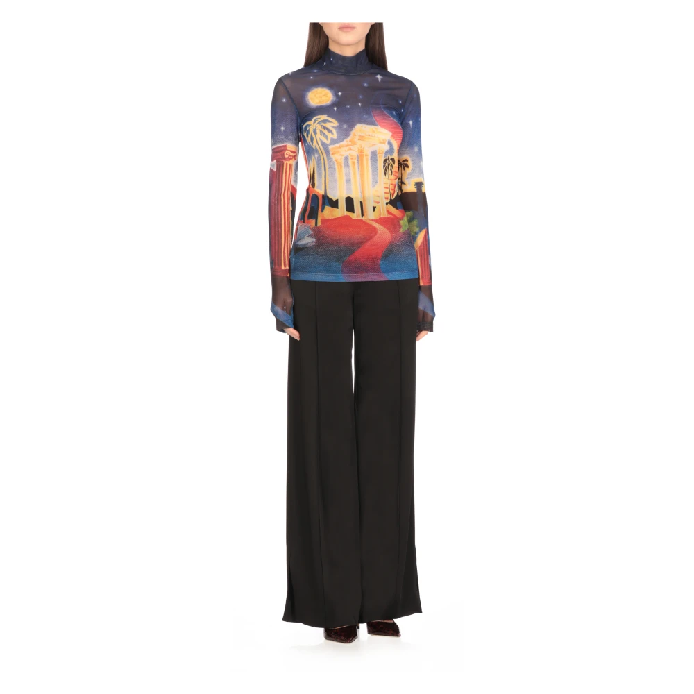 Casablanca Multicolor hoge hals lange mouw T-shirt Multicolor Dames