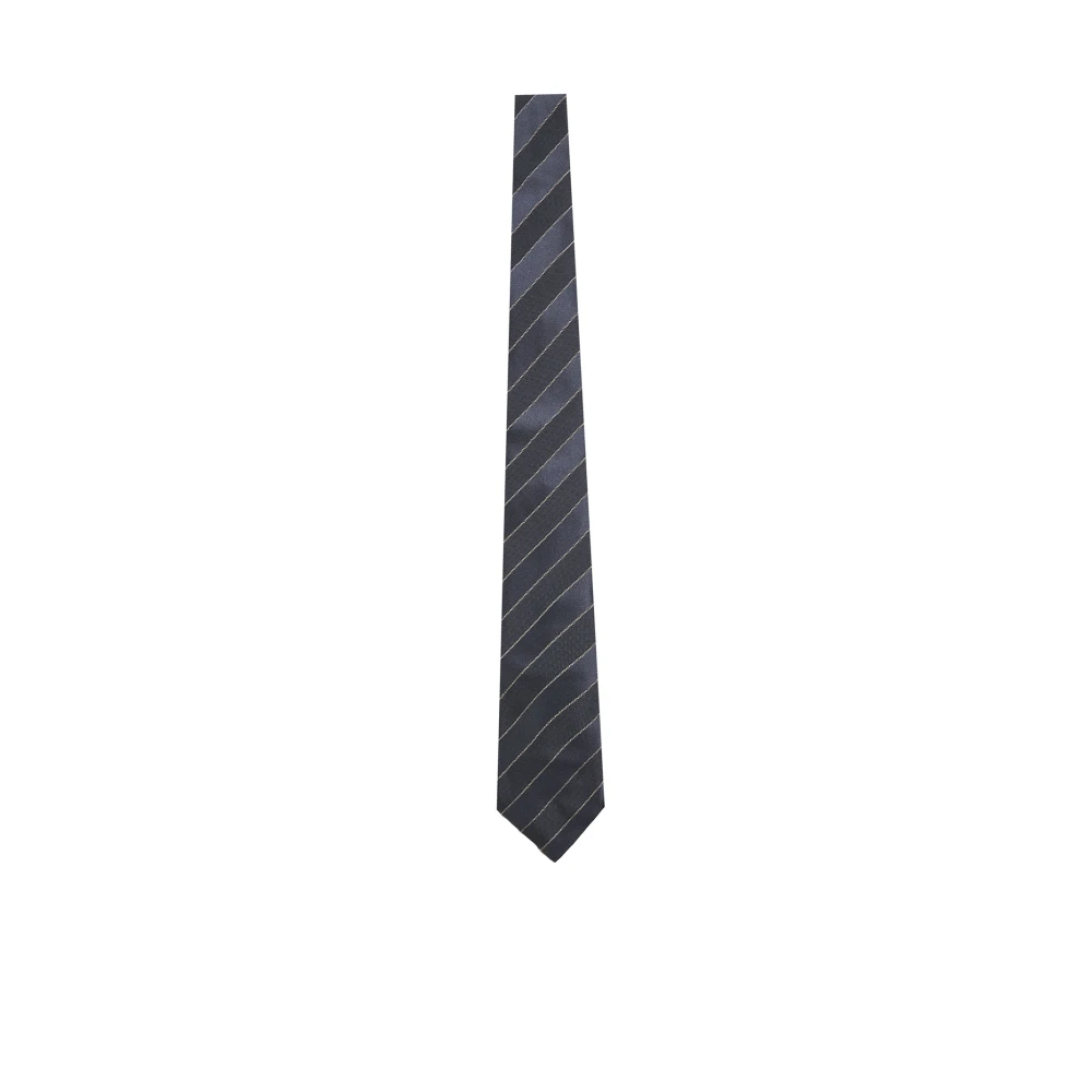 BRUNELLO CUCINELLI Diagonaal Gestreepte Zijden Stropdas in Grijs Gray Heren