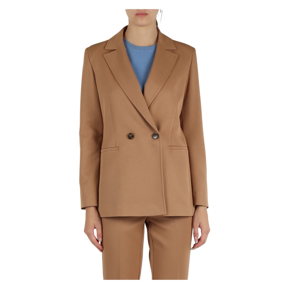 Emme DI Marella Dubbelbreasted diagonaal technisch blazer Brown Dames