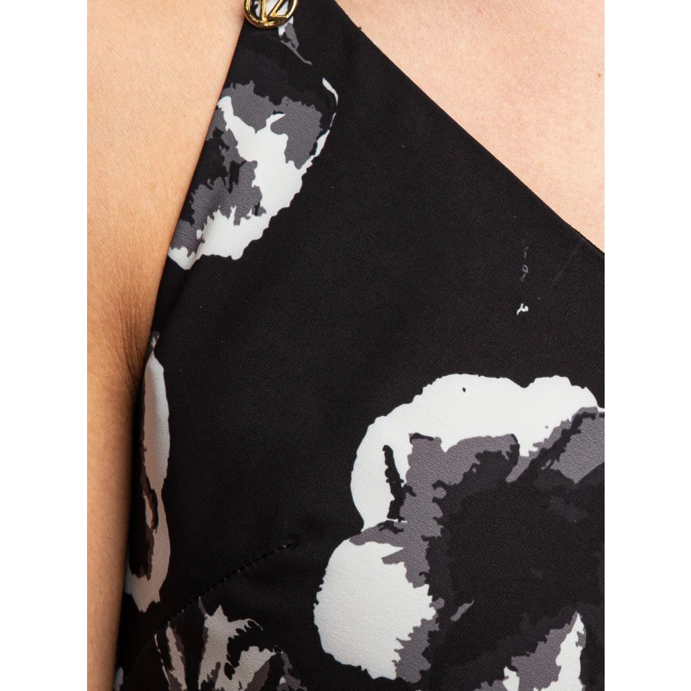 YES ZEE Zwart Bloemen Kruisrug Lange Jurk Black Dames