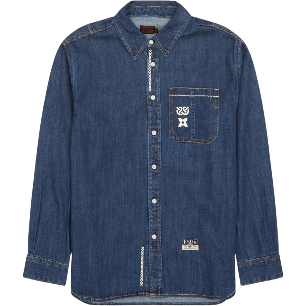 Evisu Men's Blue Indigo Denim Jacket Regular Fit Small