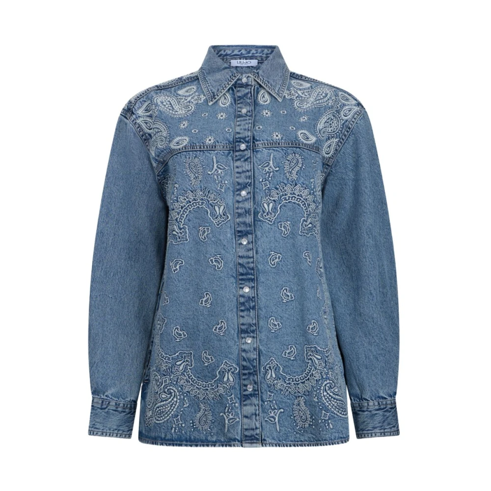 Liu Jo Vrouw Blauw Overhemden Dames, L, Denim, Denim Overhemdjas